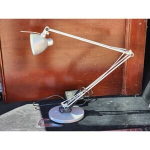 Metal Desk Lamp, Adjustable Goose Neck Architect Table Lamp with On/Off , Silver